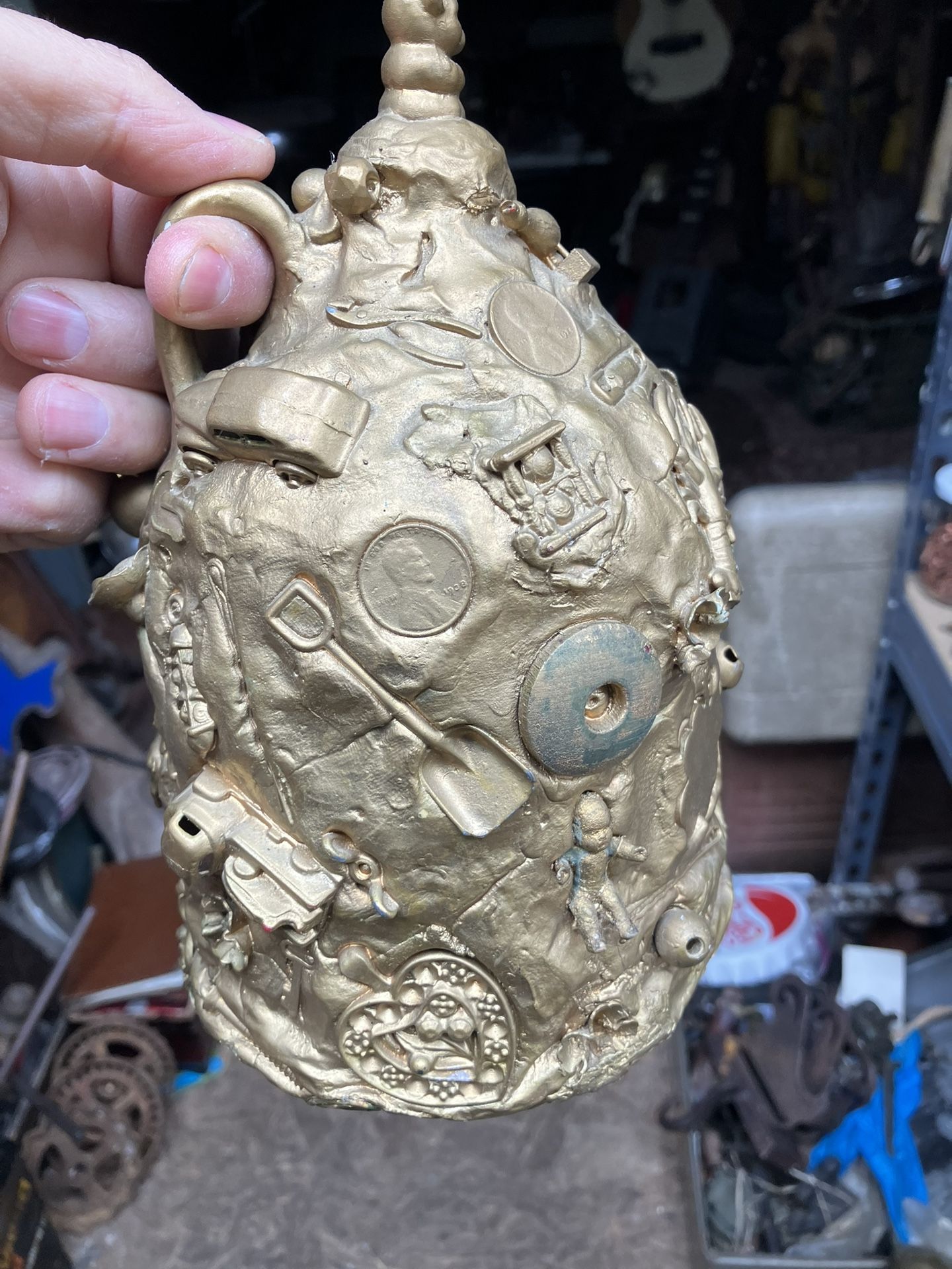 Rare Collectible, Folk, Art, Jug, Coins trinkets, oddities