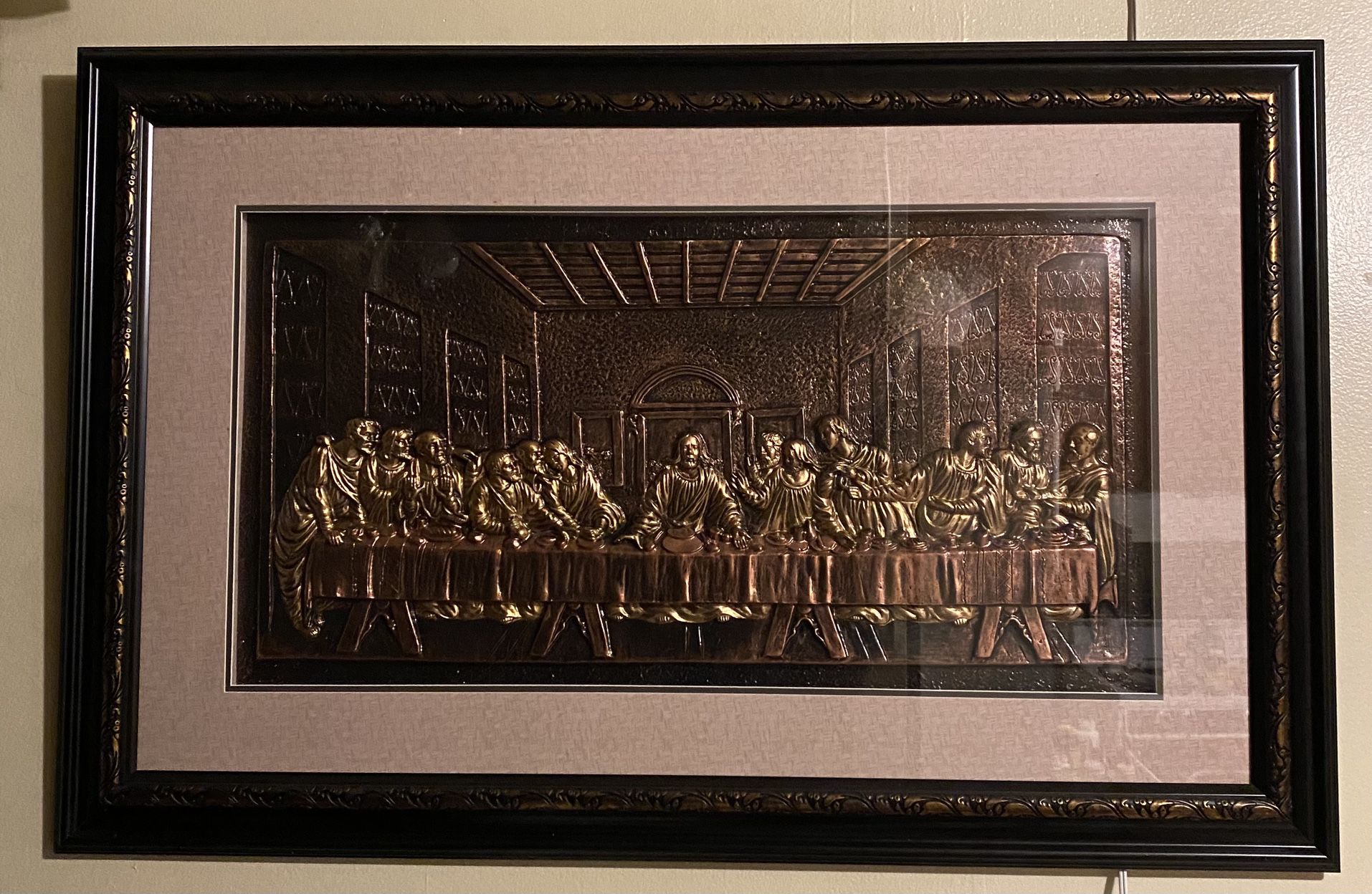 The Last Supper Relief Copper , Framed , High Relief Sculpture 