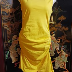 Yellow Scrunchy Side Dress