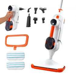 Steam Mop, 8-in-1 Hard Wood Floor Cleaner with 7 Replaceable Brush Heads