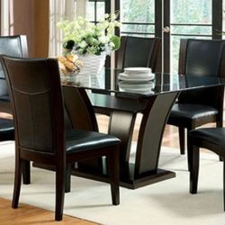 Brand New Brown Cherry Modern Style 7pc Formal Dining Table Set
