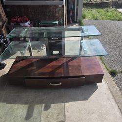 Heavy glass TV Stand W/ Drawer