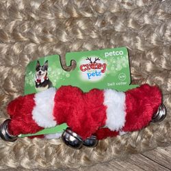 NWT Petco dog canine pet red white plaid bell collar small medium S/M