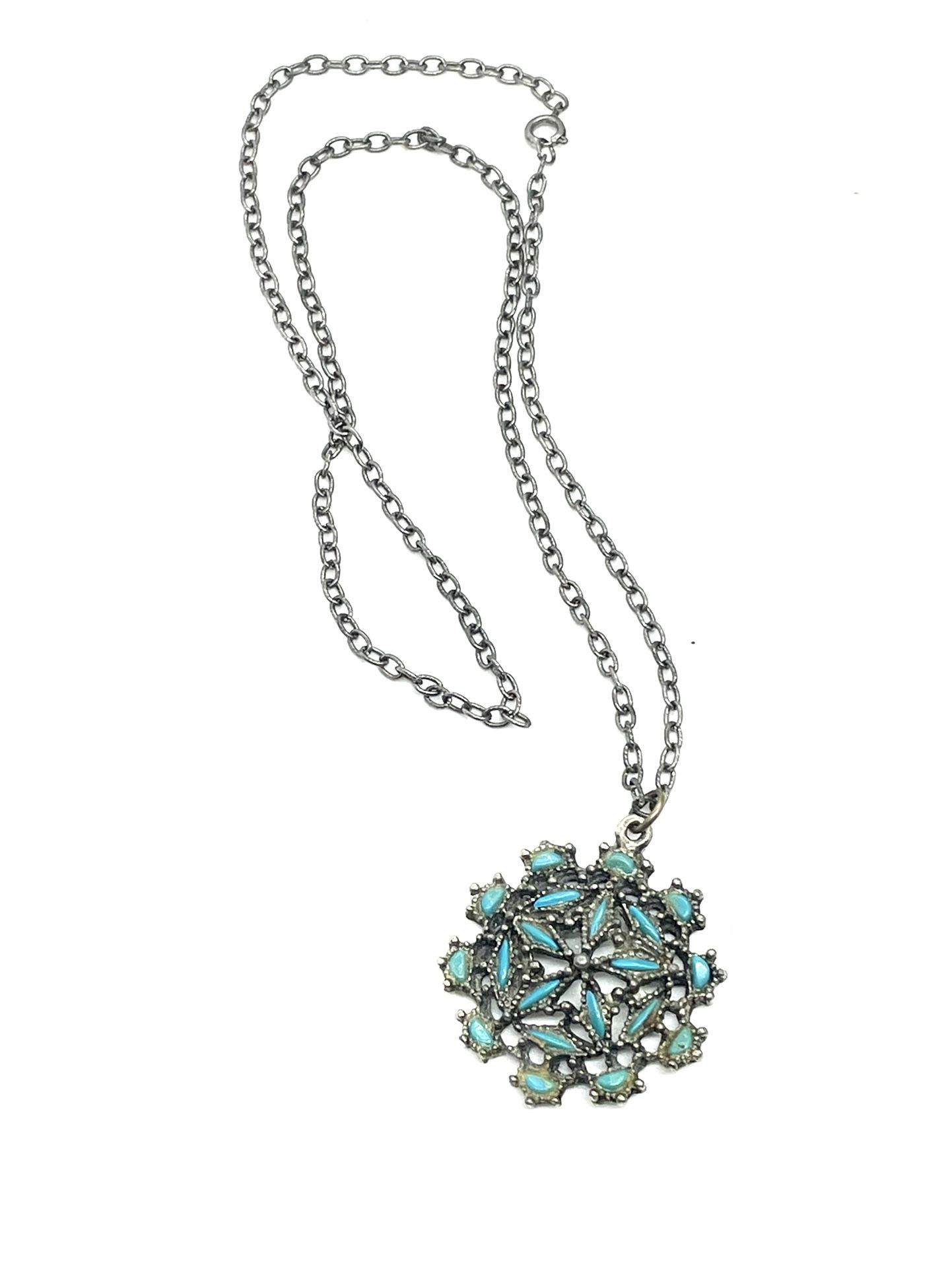 Costume Needlepoint Turquoise Necklace