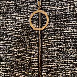 Sleeveless Calvin Klein gold ring zipper dress