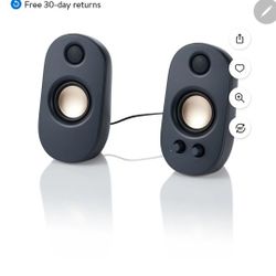 onn. AC Powered Computer Speakers with Volume and Bass Controls, 7.32" height