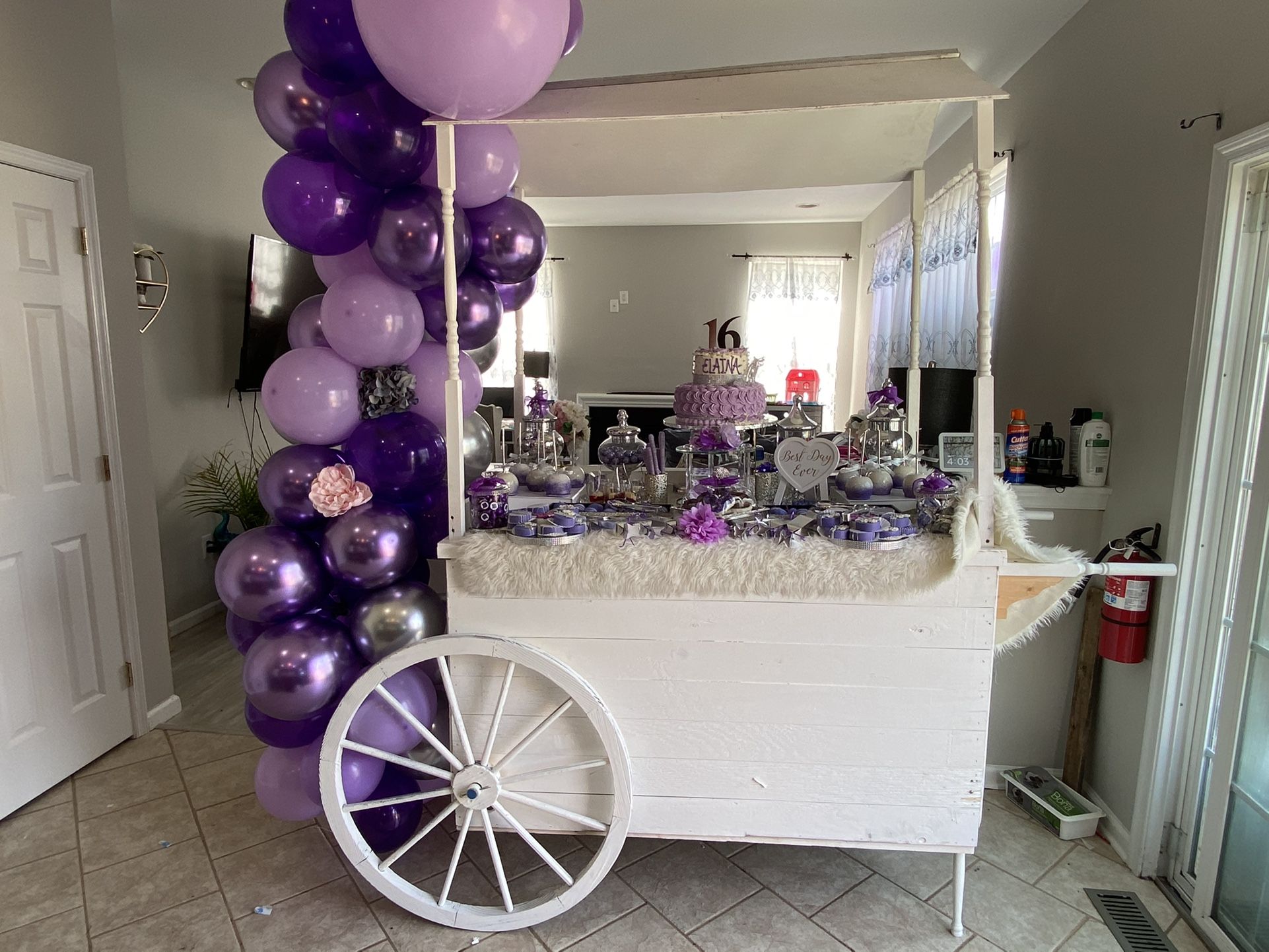 Candy Cart And Marqee And One Medium Balloons Garlands