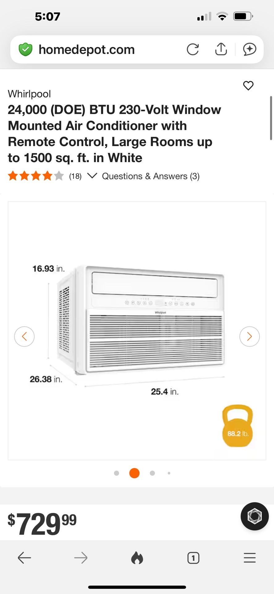 Whirlpool Window A/C for Rooms Up To 1500 Square Feet Brand New In The Box