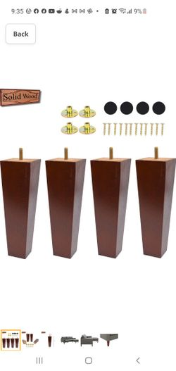 8 Inch Sofa Legs Replacement Furniture Legs Brown Solid Pyramid Wood Feet for Armchair Recliner Coffee Table Couch Chair Set of 4 with M8 Thread (Metr