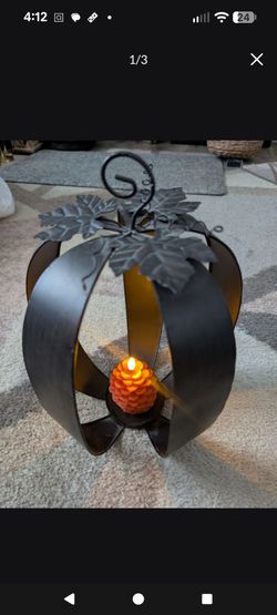 Metal Pumpkin Candle Holder Fall Decor
