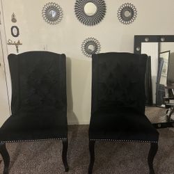 Black velvet chair set 