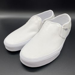 Vans Women's Size 10 Asher Canvas True White Slip-On Sneakers 