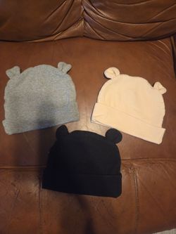 Baby Beanies with Bear Ears – Set of 3