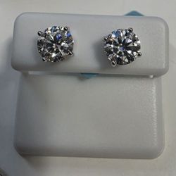4.0CTW MOISSANTE & .925 Sterling Silver Stud Earrings 