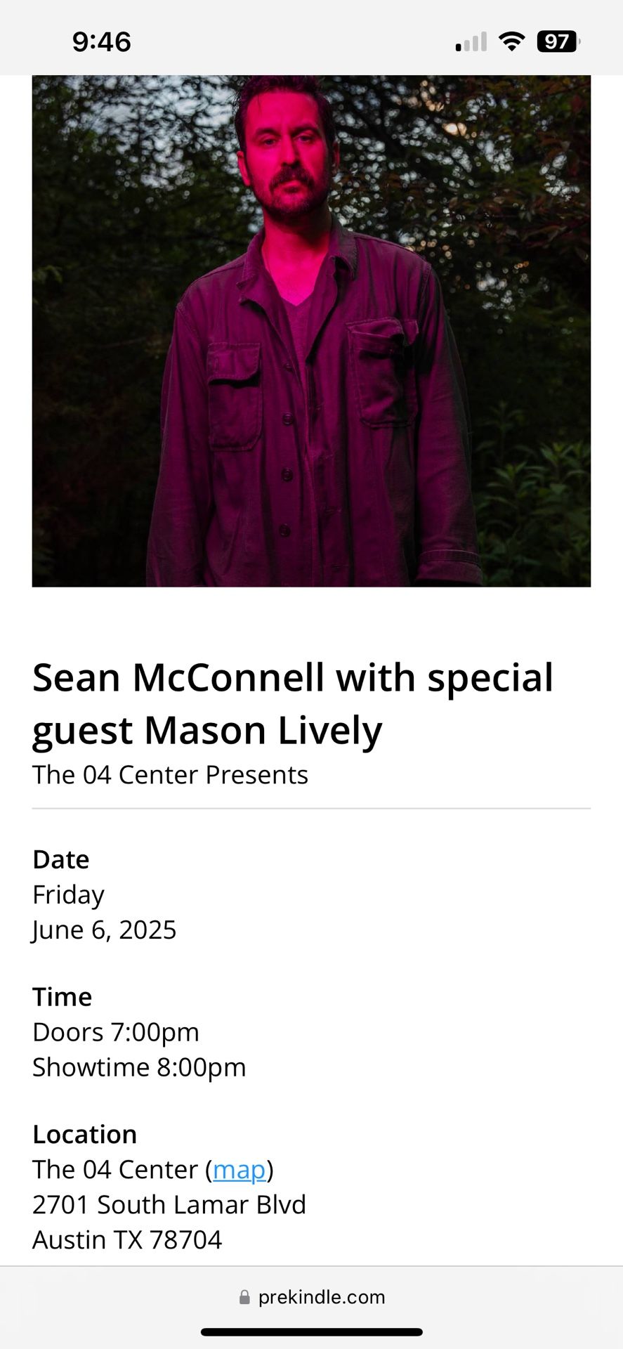 Sean McConnell Concert Tickets