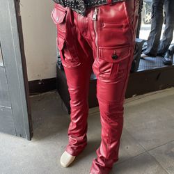 Men’s Leather Stacked Jeans 