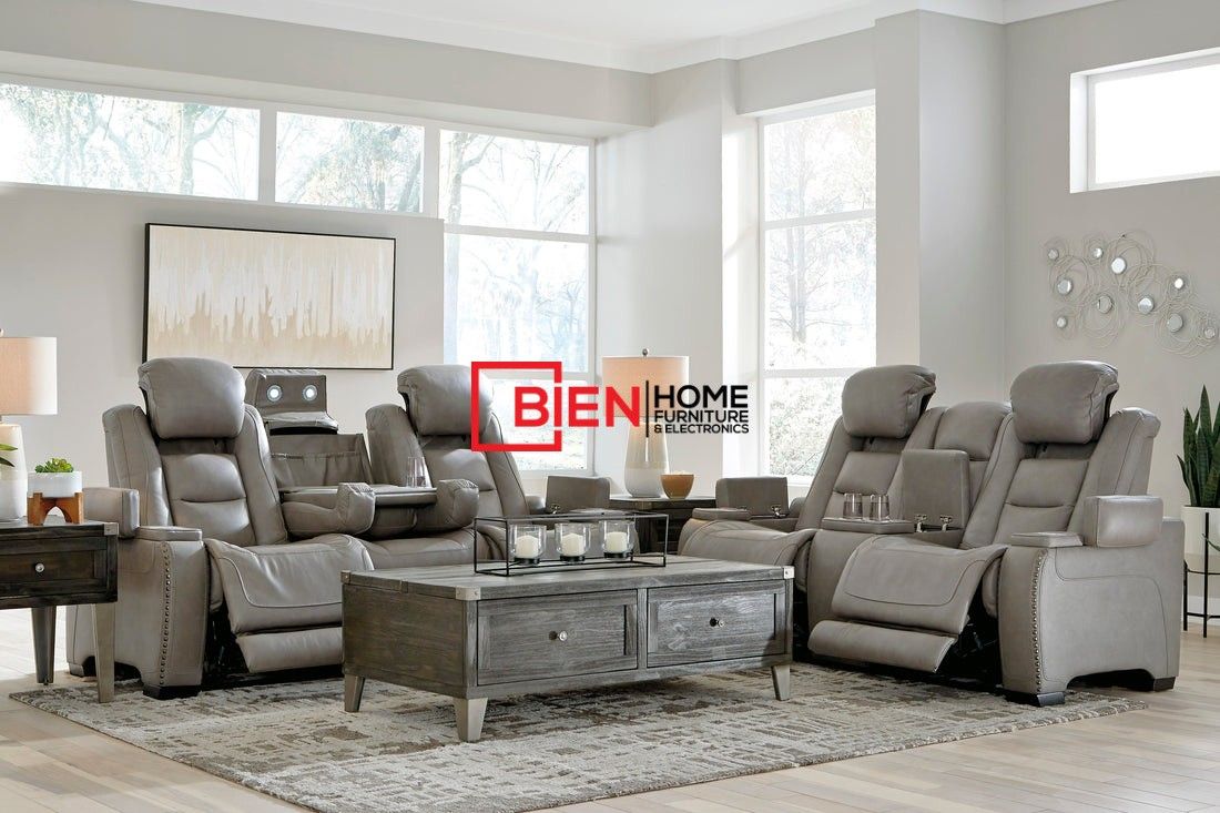 The Man Den Gray Power Reclining Living Room Set