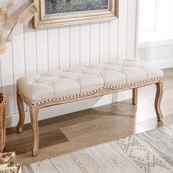 Beige Julia Vintage Ottoman Bench