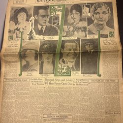 1925 Oregon Journal Theatre Movie Section Mary Pickford Silent Film Portland