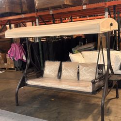 New Outdoor Patio Porch Swing with Adjustable Canopy Cup Holder Thick Cushions 