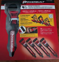 POWERBUILT 4 pc Ratchet Tie Down Set
