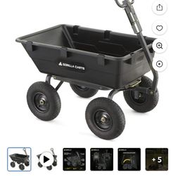 Gorilla Carts 6 cu ft Heavy Duty Poly Dump Cart with Steel Frame, Black