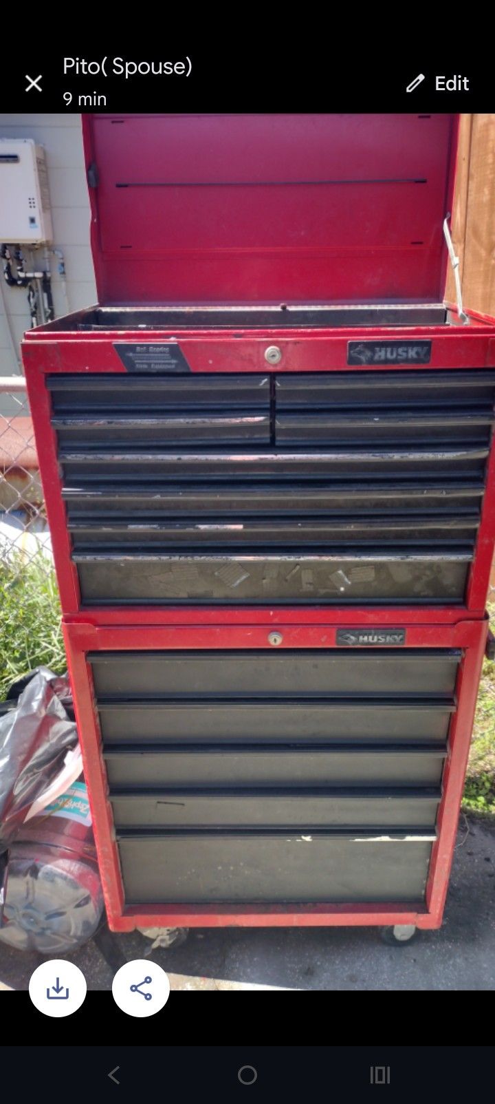 Selling A Large Tool Box (2) Piece Set By Husky ,42" & 13 Drawers Good Condition!
