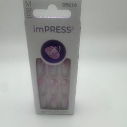 KISS imPRESS Press-On Nails New Season Medium Pink Purple Daisies
