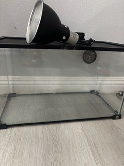 Glass Reptile Tank with Heat Lamp