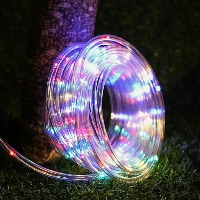 32.8 ft Solar-Powered Outdoor String Light Tube Design Outdoor String Lights for Pool Wedding Christmas Yard Pathway Decoration (Colorful Light)