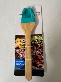 Mainstays Silicone Basting Brush with Bamboo Handle, 8.77 x 1.88 x 0.59 inch, Blue
