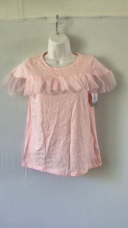 Carter's Girls Blue Floral Tulle Jersey Flower Tee T-Shirt Top Size14