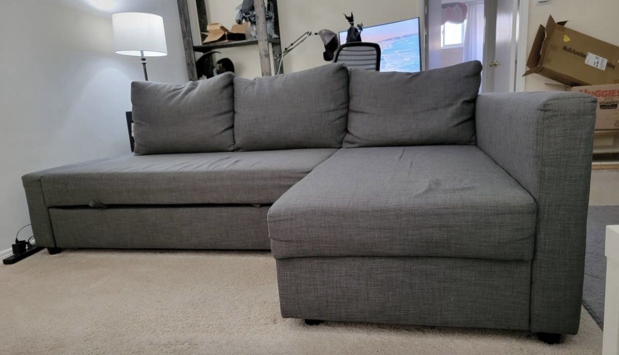 IKEA FRIHETEN Sleeper sectional w/storage grey