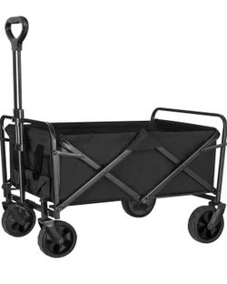 Folding Wagon Cart, Beach Wagon with Big Wheels for Sand, Collapsible Wagon, Grocery Cart
