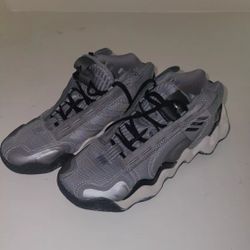 ADIDAS WOMENS EXHIBIT B MID TOP BASKETBALL SHOES GREY BLACK WHITE SIZE 7.5