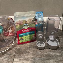 Hamster Wheel Feeders Food Some Bedding 