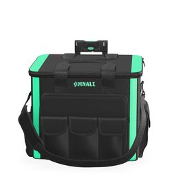 Denali Tool Storage Rolling Bag with LED Light, 20 Pockets, Adjustable Shoulder Strap, Black