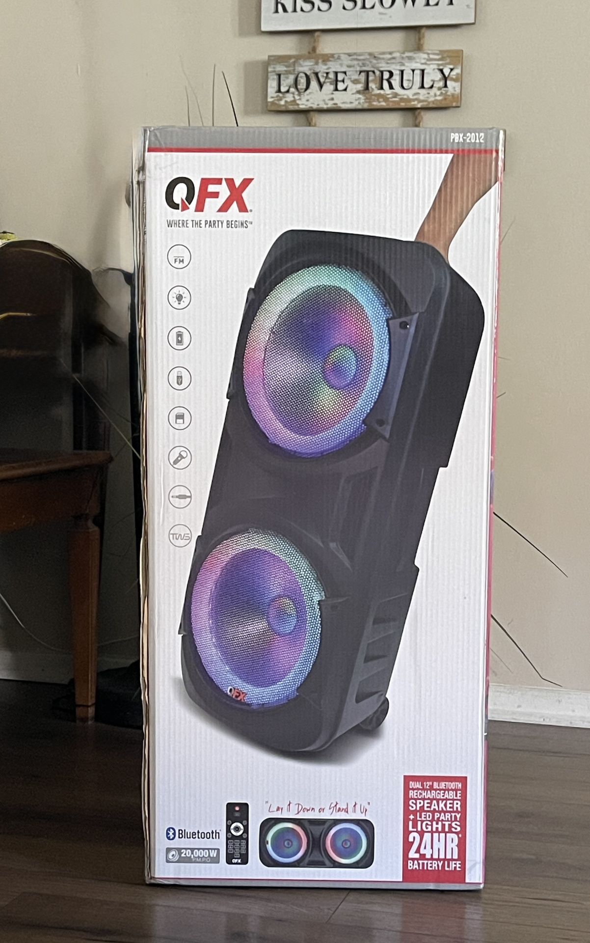 QFX DUAL 12” BLUETOOTH RECHARGEABLE SPEAKER WITH LED PARTY LIGHTS🎶🎶🎶