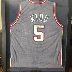 Framed Autograph Jason Kidd New Jersey Nets Jersey