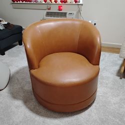 Crosby St. Sawyer Swivel Faux Leather Chair, Cognac