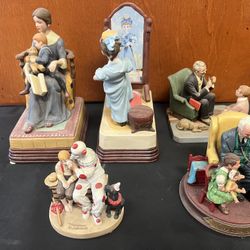 Norman Rockwell Musical And Figurines Lot Of 5 