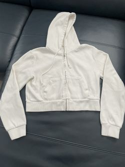 John Galt By Brandy Melville Ribbed Crop Sweater Hoodie White