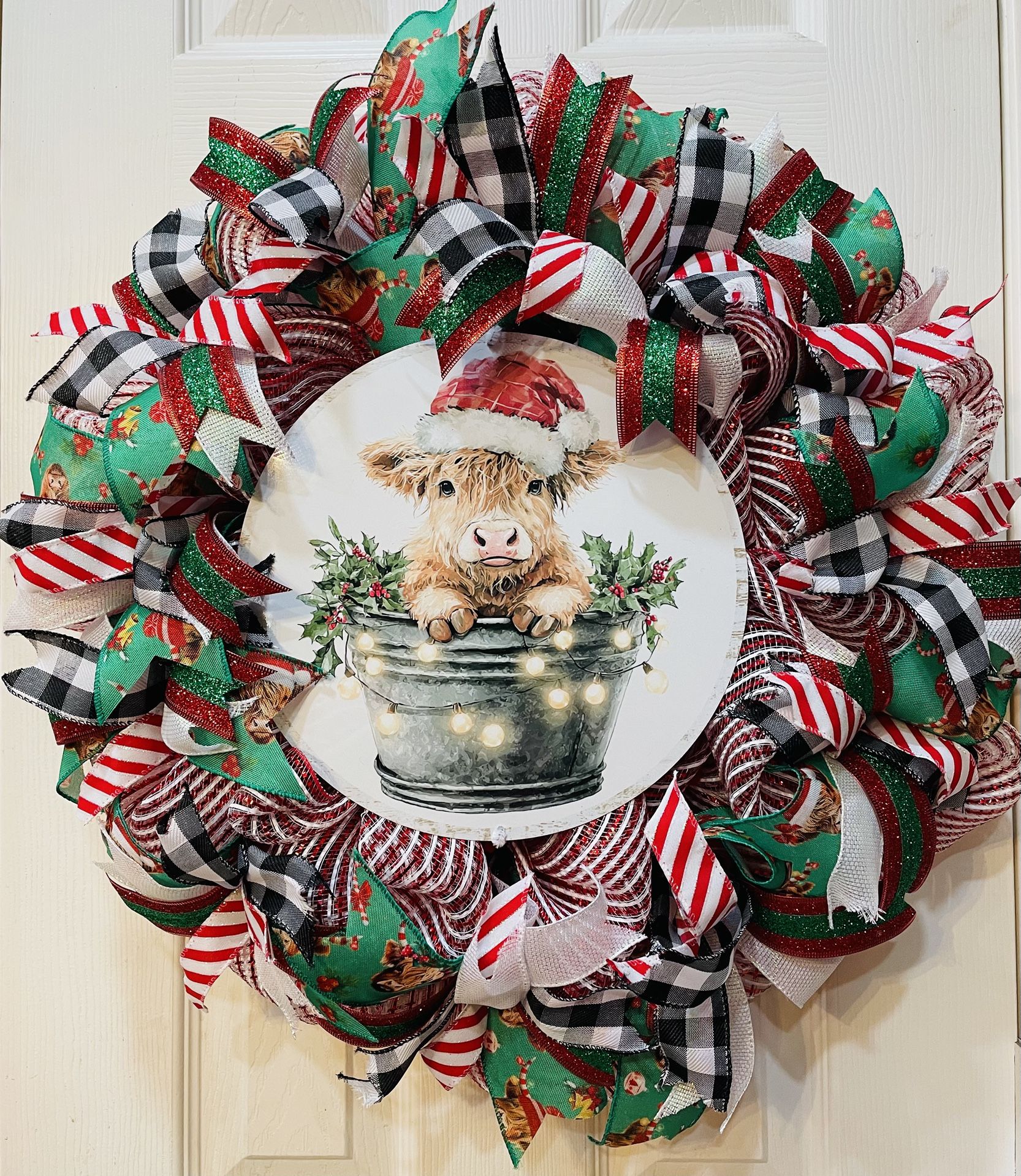 Highland Cow Christmas Wreath