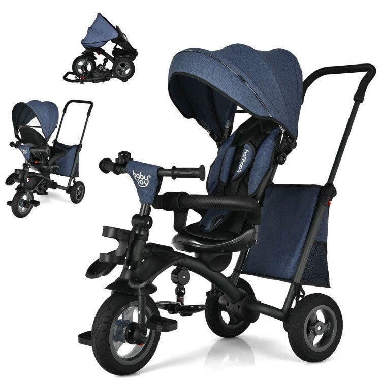 7-In-w1 Baby Folding Tricycle Stroller with Rotatable Seat