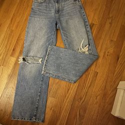 Garage Light-Wash Ripped Straight Leg Jeans