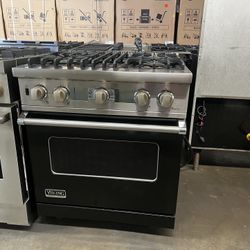 Viking 30”Wide Dual Fuel Range Stove Gloss Black 4 Burners