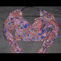 Multicolor Long Sleeve Corset Blouse 🎀