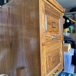 Oak 4 Drawer Filing Cabinet