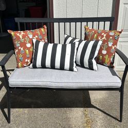 Porch Bench Matte Black Metal 