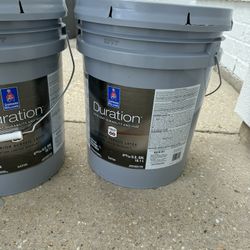 Two 5 Gallon Buckets Of Sherwin Williams Pure White Paint